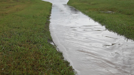 雨水在雨后流动视频