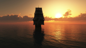 旧船船海洋日落21秒视频