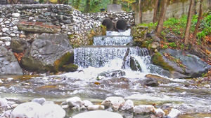 山水瀑布缓慢运动的风景29秒视频