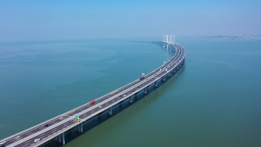 4K航拍青岛胶州湾跨海大桥视频