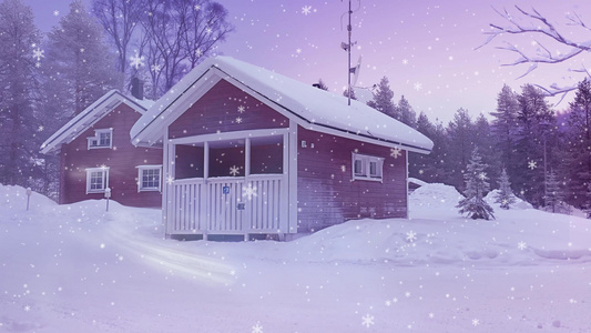 4K冬季下雪冬天房屋圣诞节平安夜背景视频视频
