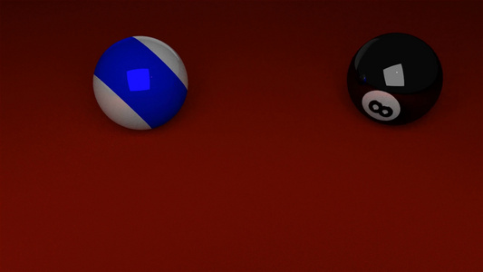 红色表面的3D变形池桌球镜头视频