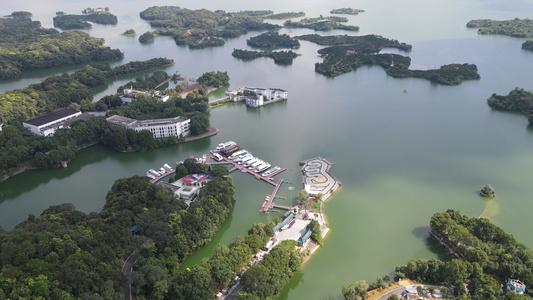 4K航拍湖北赤壁陆水湖风景区视频