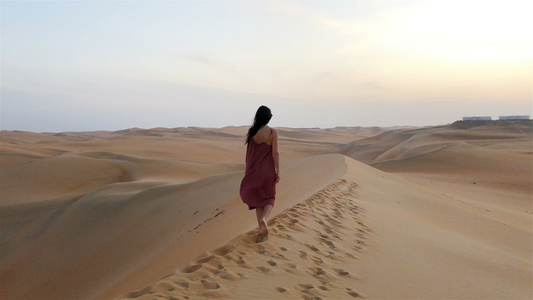 阿拉伯联合酋长国的沙漠中的女沙丘视频