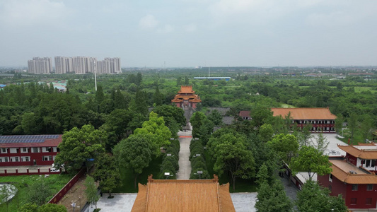 旅游景区湖北荆州古城4A景区航拍视频
