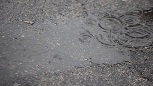 沥青上的雨滴16秒视频