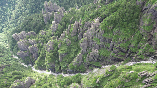 航拍湖北神农架神农顶景区神农谷悬崖峭壁视频