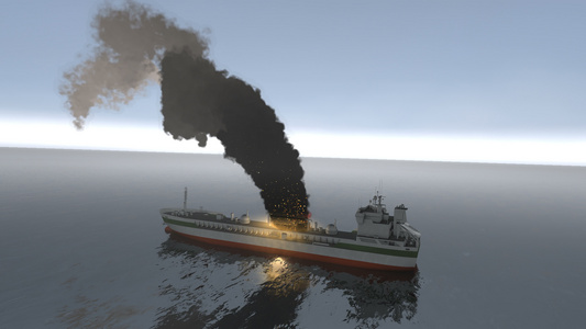艺术家将海上油轮着火视频
