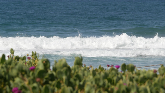 在海滩加利福尼亚海岸线美国的大蓝色潮浪太平洋沿岸海岸视频