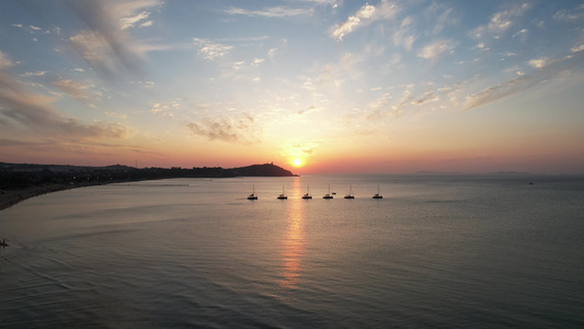 海上日出彩霞大海日落航拍 视频