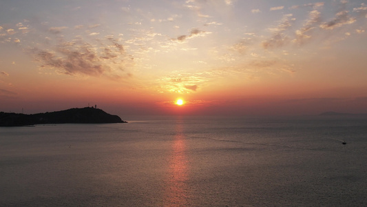 海上日出彩霞大海日落航拍 视频