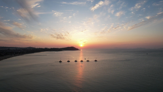 海上日出彩霞大海日落航拍 视频