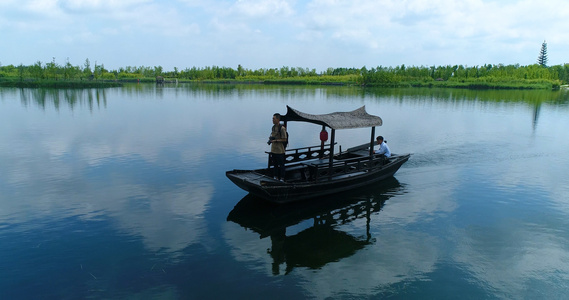 西安鄠邑区渼陂湖景区游船航拍视频