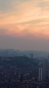 泸州城区日落航拍天际线日出日落视频