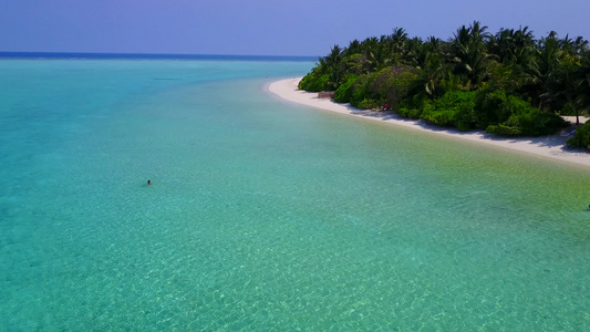 棕榈附近浅水和白沙本背景的完美岛屿海滩假日夏季风景视频
