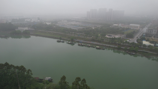 江河烟雨航拍视频