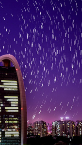 北京人民日报大楼的环绕星轨之动态日月星辰视频