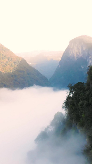 山间云雾仙境的大山半山腰的云27秒视频