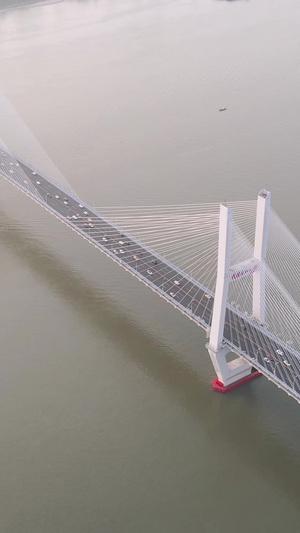 航拍城市风光横跨长江上的桥梁武汉长江二桥交通道路车流素材城市素材31秒视频