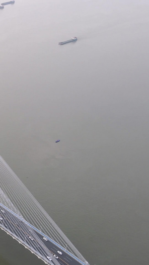 航拍城市风光横跨长江上的桥梁武汉长江二桥交通道路车流素材风光城市31秒视频