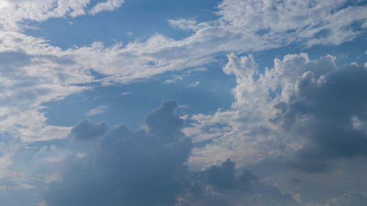延时拍摄蓝天白云天空流动的云阳光光线自然天气4k素材视频