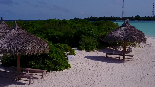 蓝海和阳光下浅沙背景的蓝海野生生物在热带岛屿海滩上视频