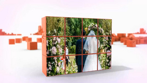 酷炫拼图浪漫婚礼婚庆写真相册图片展示会声会影X10模板183秒视频