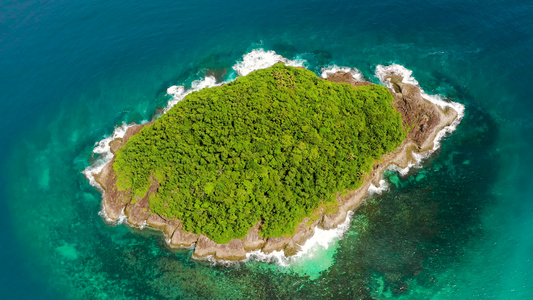 珊瑚礁上的热带岛屿最顶尖的视野视频