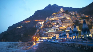 意大利美丽的沿海城镇—阿马尔菲海岸风景秀丽的波西塔诺20秒视频