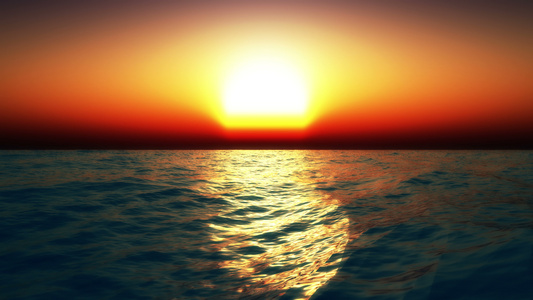 公里海上橙色日落视频