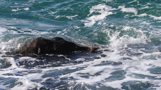 缓慢运动的海浪和泡沫视频