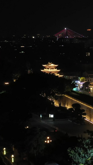 广东潮州古城城门广济楼夜景旅游景点33秒视频