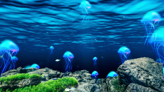 4K唯美的海底水母视频素材视频