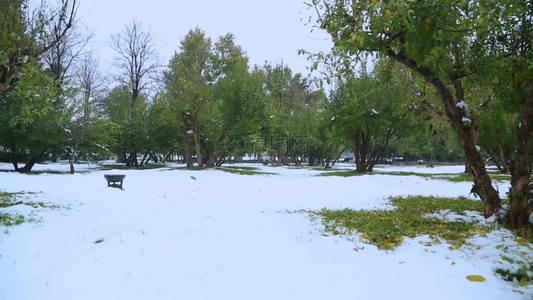 雪地上行走的人的脚印视频