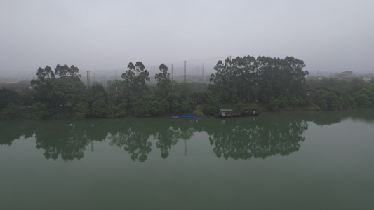 江河烟雨航拍视频