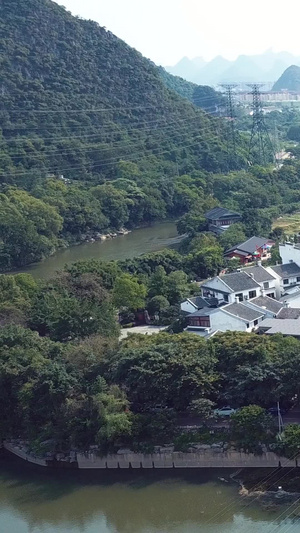 高清航拍农村房子桂林鲁家村风景景点小村83秒视频