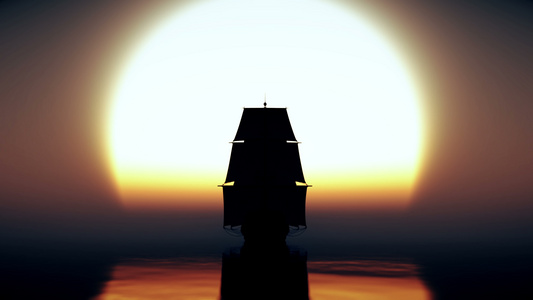 旧船在海上日落视频