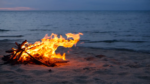 在沙滩上点燃营火17秒视频