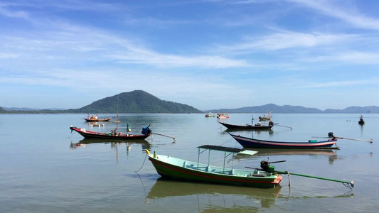 渔业村比塔克岛泰王国海上渔船视频