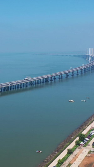 航拍青岛胶州湾跨海大桥中国建设74秒视频