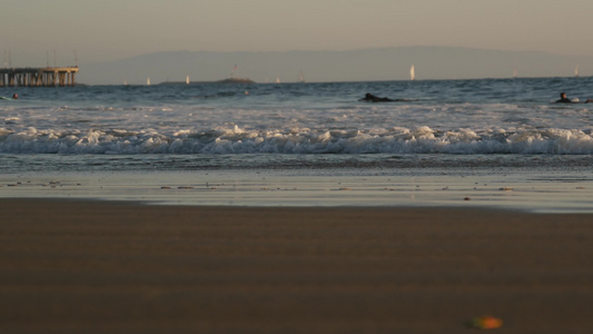 加利福尼亚夏季海滩美学海鸥和太平洋水波梦幻般的宁静视频