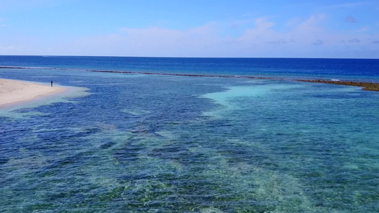 蓝绿海和白沙背景的美丽度假海滩度假的浪漫景观视频