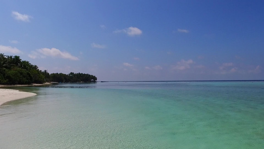 复制蓝海白沙背景的豪华度假村海滩空间全景视频