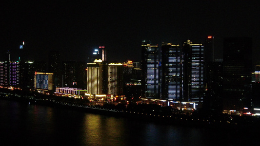 湖南长沙城市夜景航拍视频