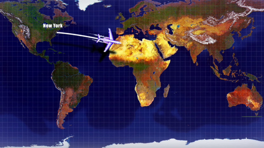 动画从usa到Australia的飞机飞行视频