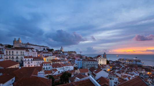葡萄牙海边小镇阿尔法玛区视频