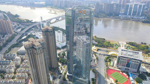 4k航拍福州闽江北cbd高楼建筑44秒视频