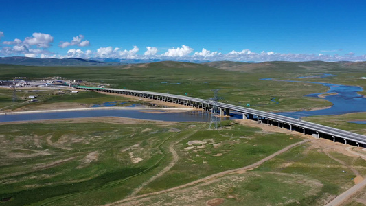 京藏高速那曲大桥航拍延时视频
