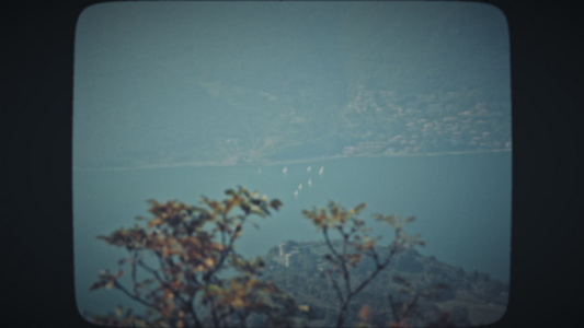 湖和村庄的顶部视图视频