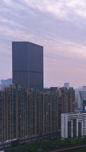 超长时间延时摄影城市地标天际线晚霞夕阳落日天空夜景车流素材商务建筑视频